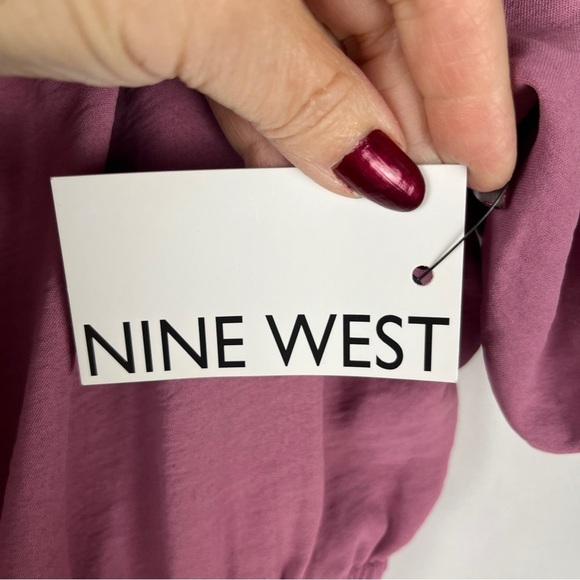 NWT Nine West Mauve Rose Pink Peplum Peasant Blouse Top – Size Large Romantic - Picture 5 of 11